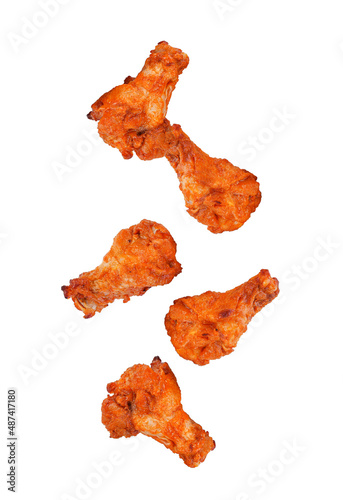 Barbecue chicken wings isolated on white background 