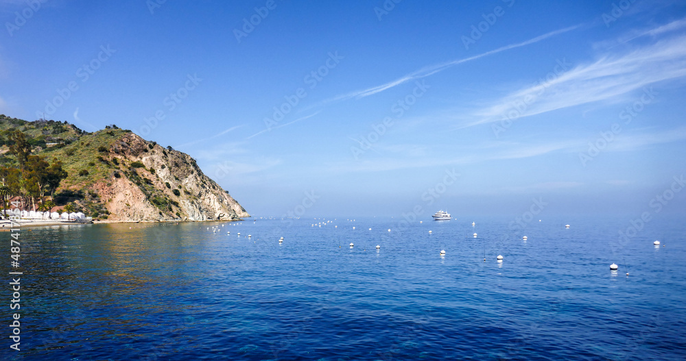 Catalina Island, Avalon Harbor, California - beautiful blue sky and water