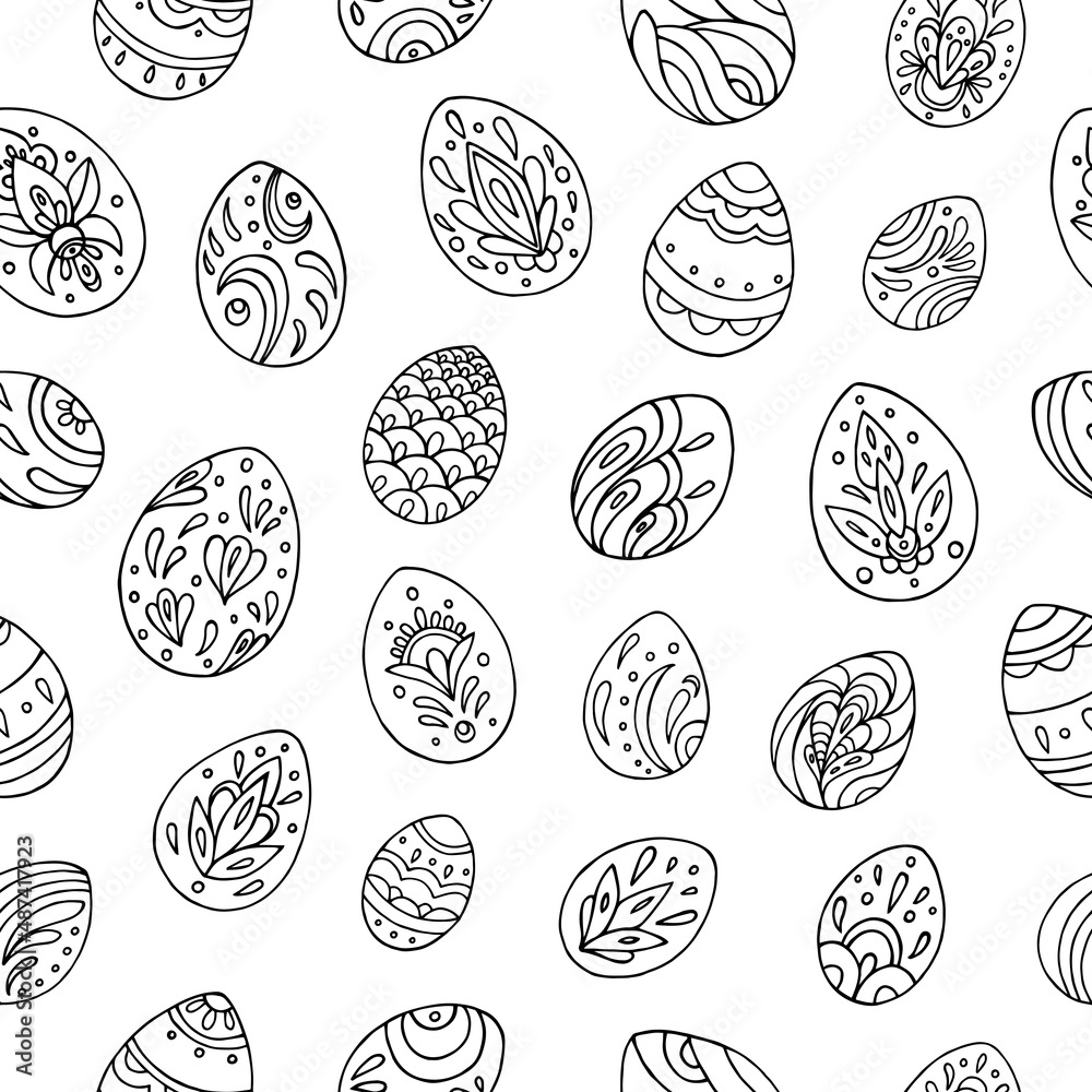 Seamless vector pattern of Easter eggs. Holiday background for greeting card, website, printing on fabric, gift wrap, postcard and wallpapers. Easter background. Seamless vector pattern of Easter eggs. Holiday background for greeting card, website, printing on fabric, gift wrap, postcard and wallpapers. Easter background.