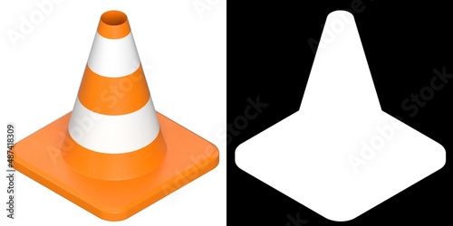 3D rendering illustration of a traffic cone photo
