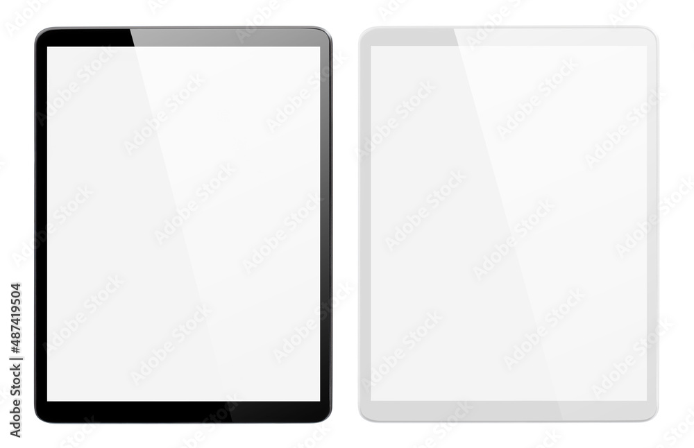 Black and white tablet computers, isolated on white background Black and white tablet computers, isolated on white background
