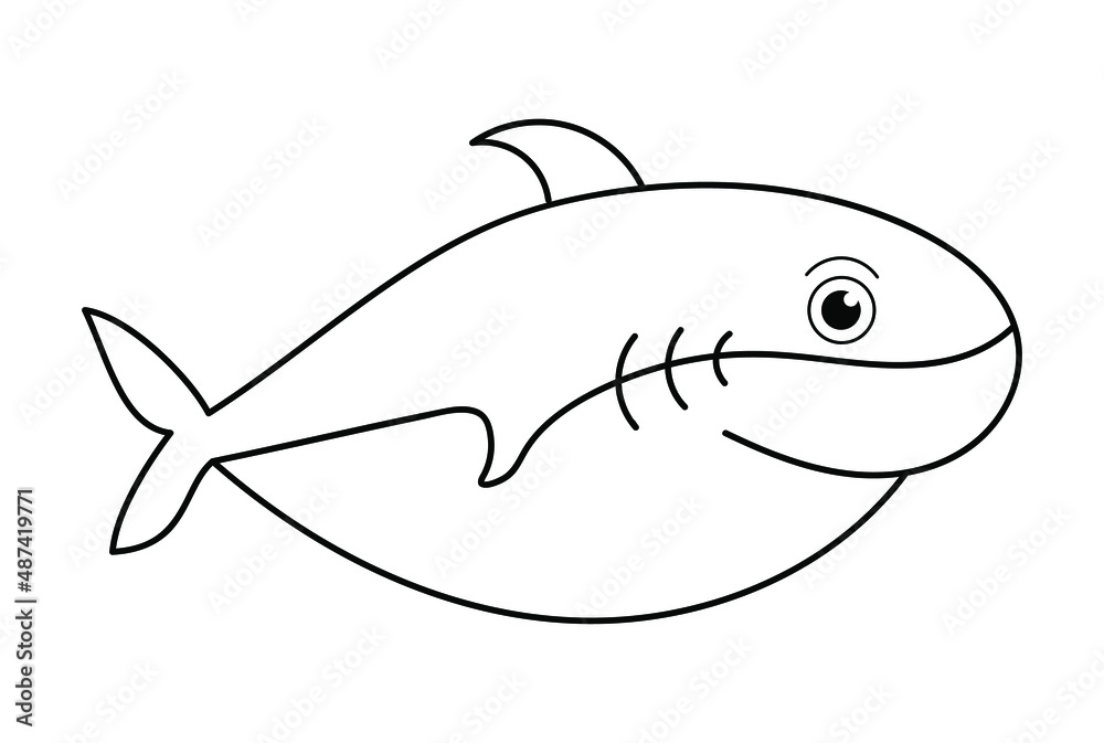 Illustration of educational coloring book vector-shark