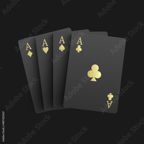 Canvas Print Black four aces poker card, vector illustration