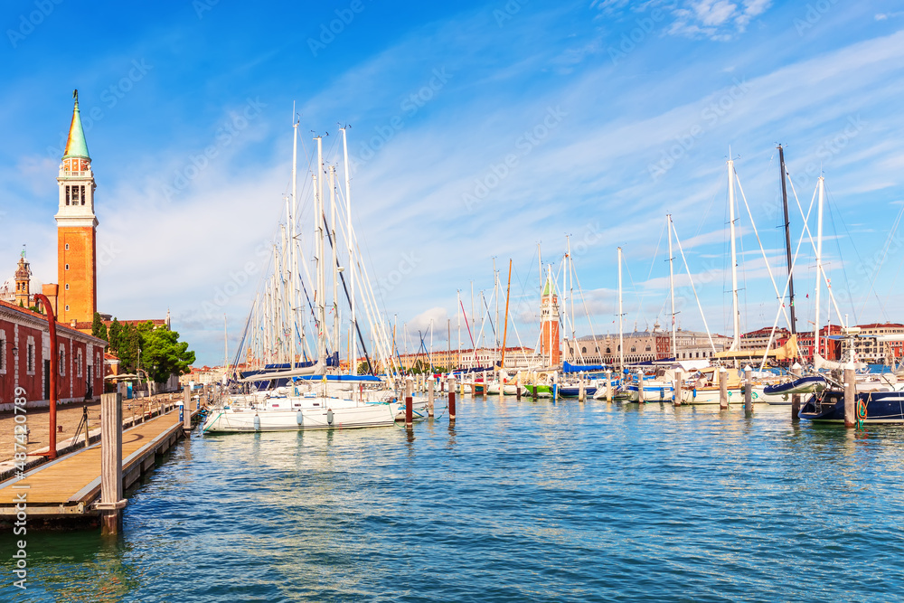 Seacoast of Venice, sunny day panorama of the Adriatic Sea, Italy