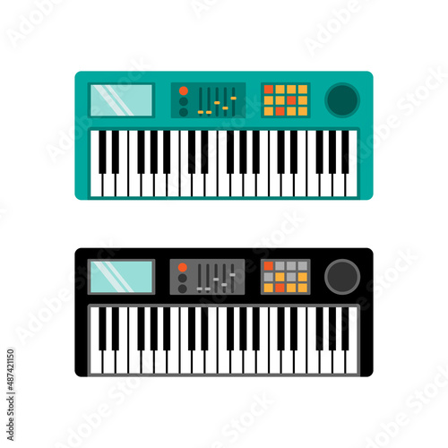 Electronic keyboard. Musical instrument. Retro synthesizer.