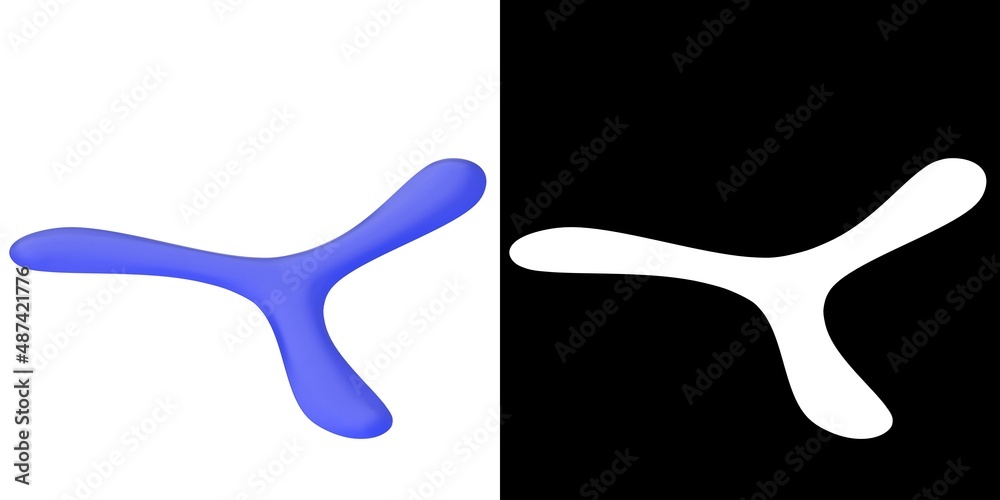 3D rendering illustration of a tri-blades boomerang 3D rendering illustration of a tri-blades boomerang