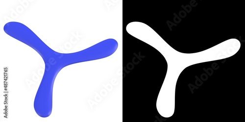 3D rendering illustration of a tri-blades boomerang