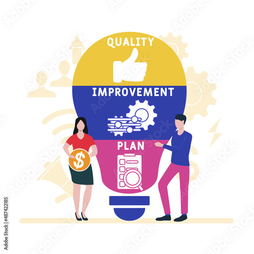 QIP - Quality Improvement Plan acronym. business concept background.  vector illustration concept with keywords and icons. lettering illustration with icons for web banner, flyer, landing pag