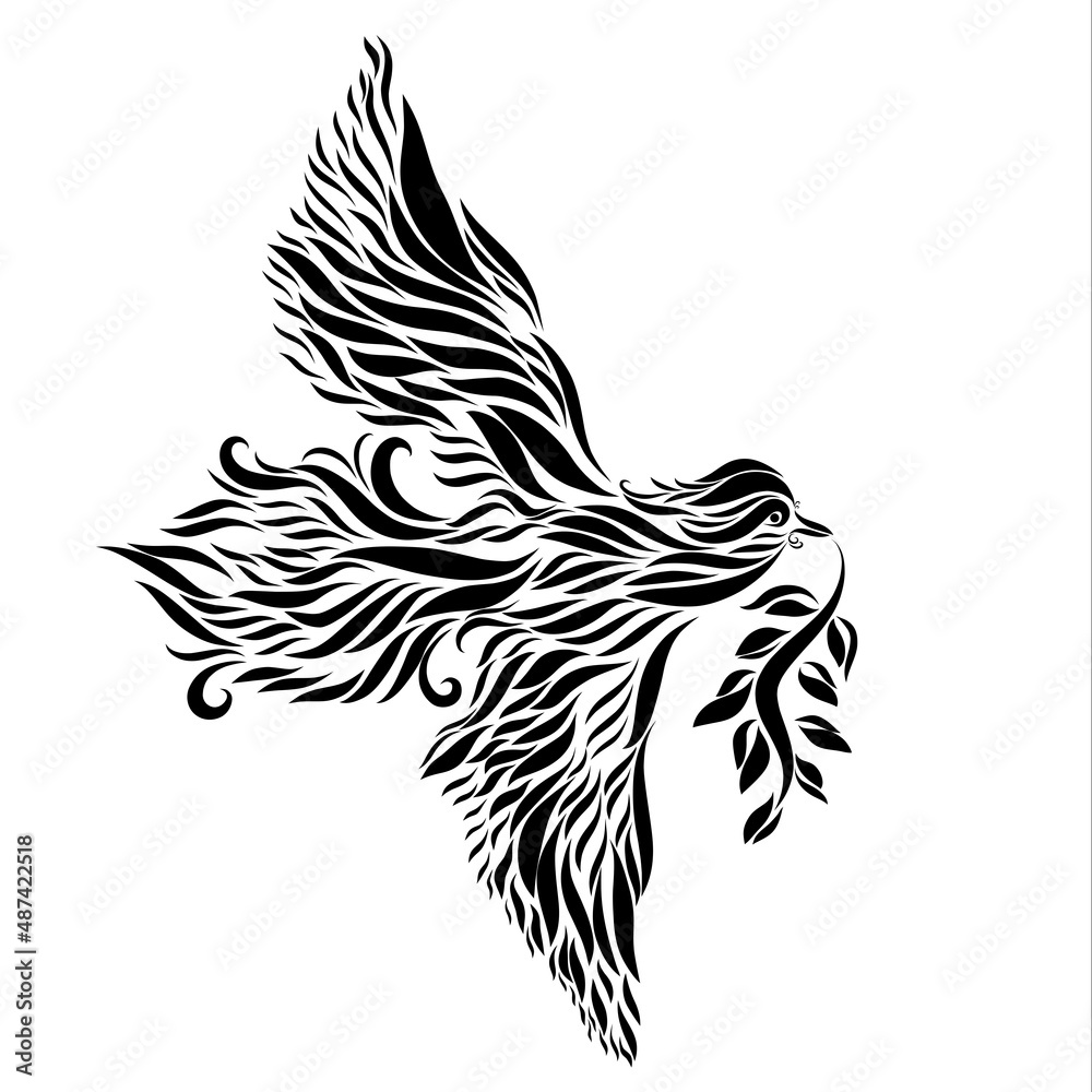 with a branch of an olive tree a dove flies logo a christian symbol of hope and peace and salvation with a branch of an olive tree a dove flies logo a christian symbol of hope and peace and salvation