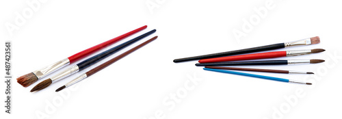 Set of paint brushes isolated on a white background