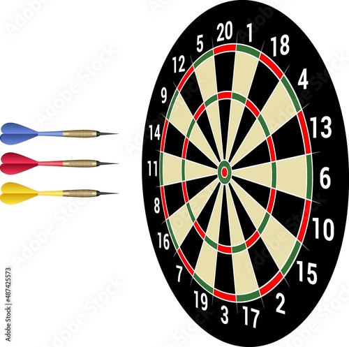 isolated dartboard and dartsmith