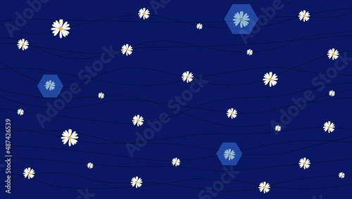 vector small flower pattern on blue background
