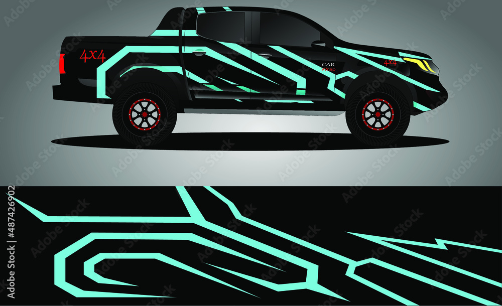 Vektor desain bungkus mobil balap. Grafis abstrak stripe racing ...