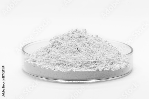 alkaline sodium silicate powder, used industrial chemical used in cements, passive fire protection, refractories, textile and wood production. photo