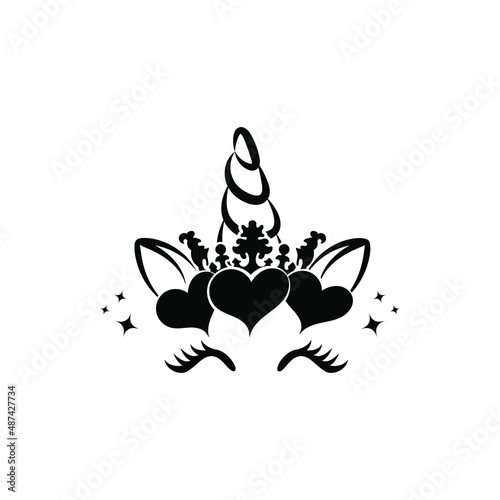 Kids sticker for plotter cutting. Unicorn Sublimation icon. Summer element.  