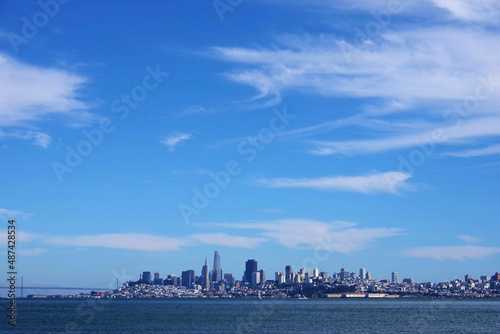Go to Page  Prev12345...11Next San Francisco skyline under blue sky with some clouds in early August of 2021
