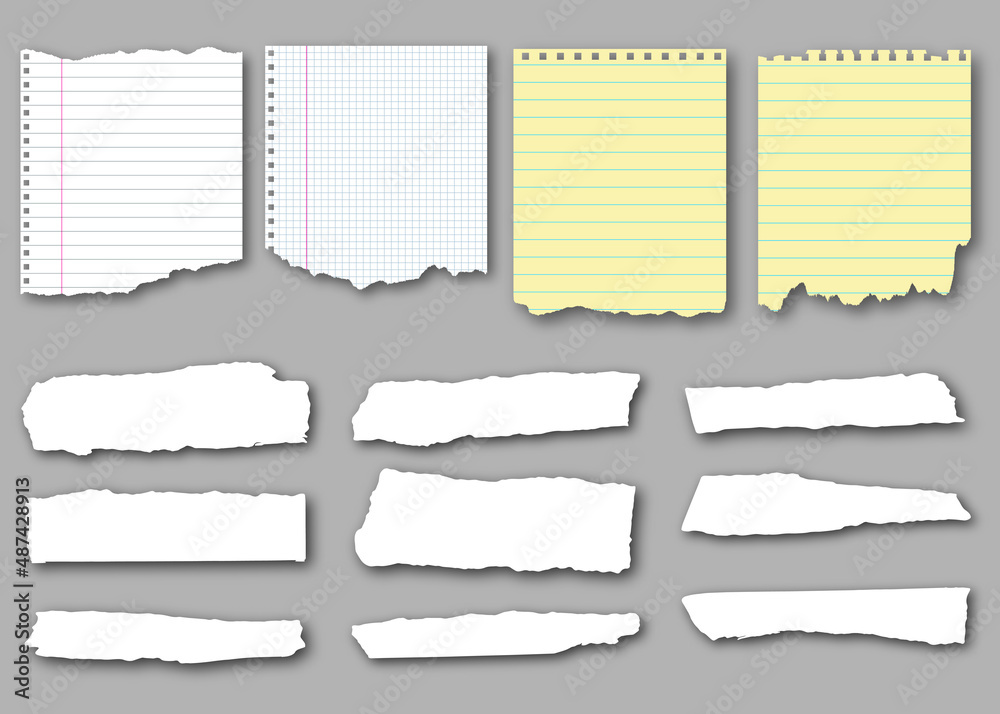 Torn Realistic Notebook Pages. Ripped Sheets of Paper. Vector Illustration. Torn Realistic Notebook Pages. Ripped Sheets of Paper. Vector Illustration.