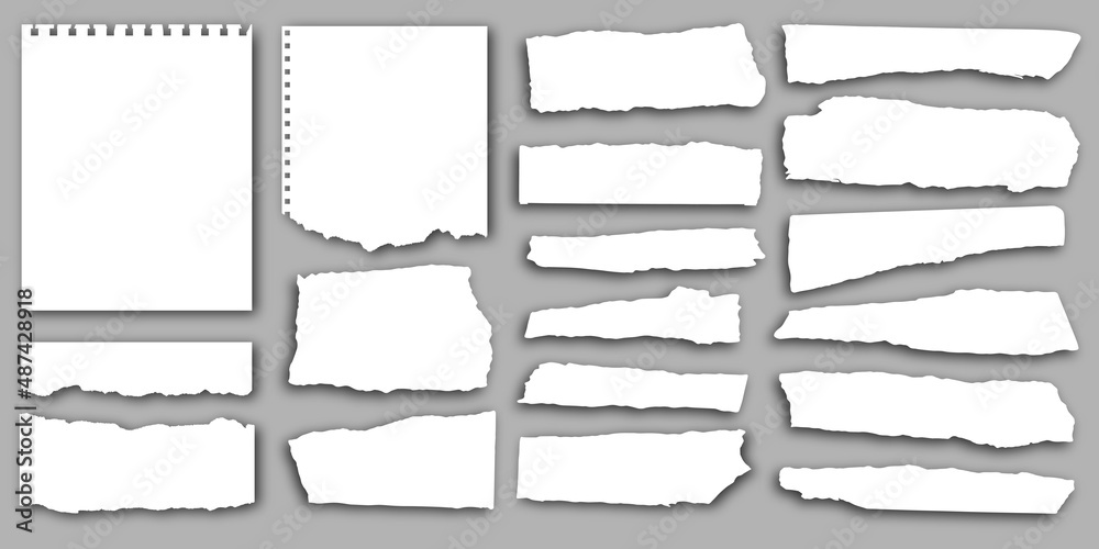 Set of Notebook Ripped Pages. Torn Sheets of Paper. Vector Illustration. Set of Notebook Ripped Pages. Torn Sheets of Paper. Vector Illustration.