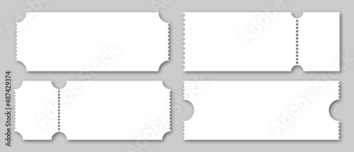 Set blank ticket template. Concert ticket, lottery coupons. Vector coupon photo