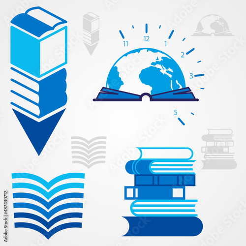 stack of books pages read library logo