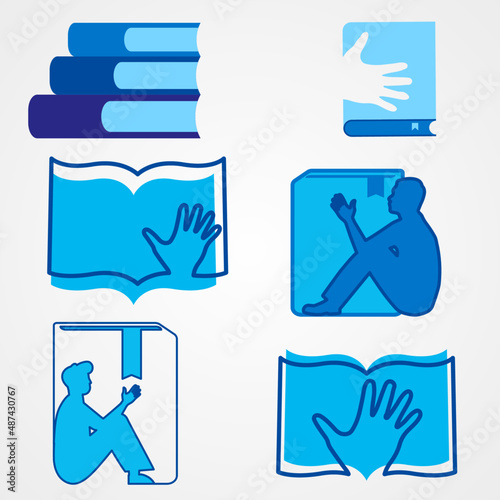 blue logo series flat books library education