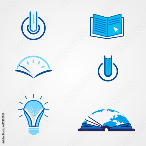 light bulb switch time silhouette logo blue book library