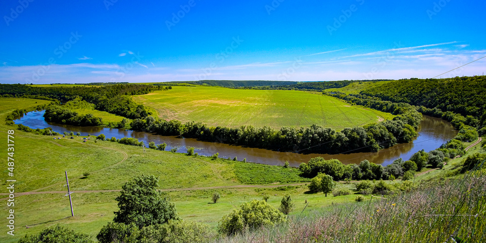 Obraz premium Landscape with the image of a russian summer river countryside