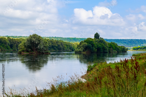 Wide river. Eastern european background with copy space for text or lettering. Ideal for fishing and rafting. photo