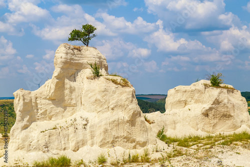 Mountain limestone in the wild. Beautiful landscape background with natural stone photo