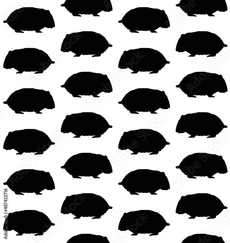 Vector seamless pattern of hand drawn hamster silhouette isolated on white background