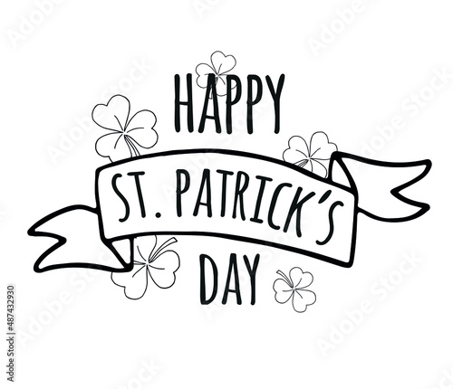 Vector hand drawn doodle sketch saint Patrick day lettering isolated on white background
