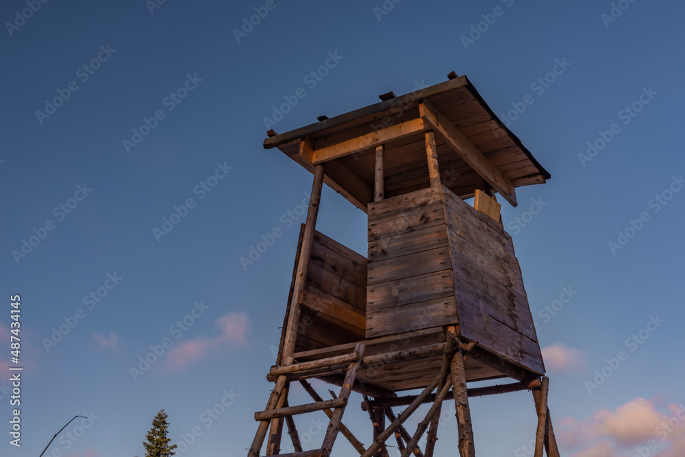 High seat with blue sky and orange sunshine in winter nice day High seat with blue sky and orange sunshine in winter nice day