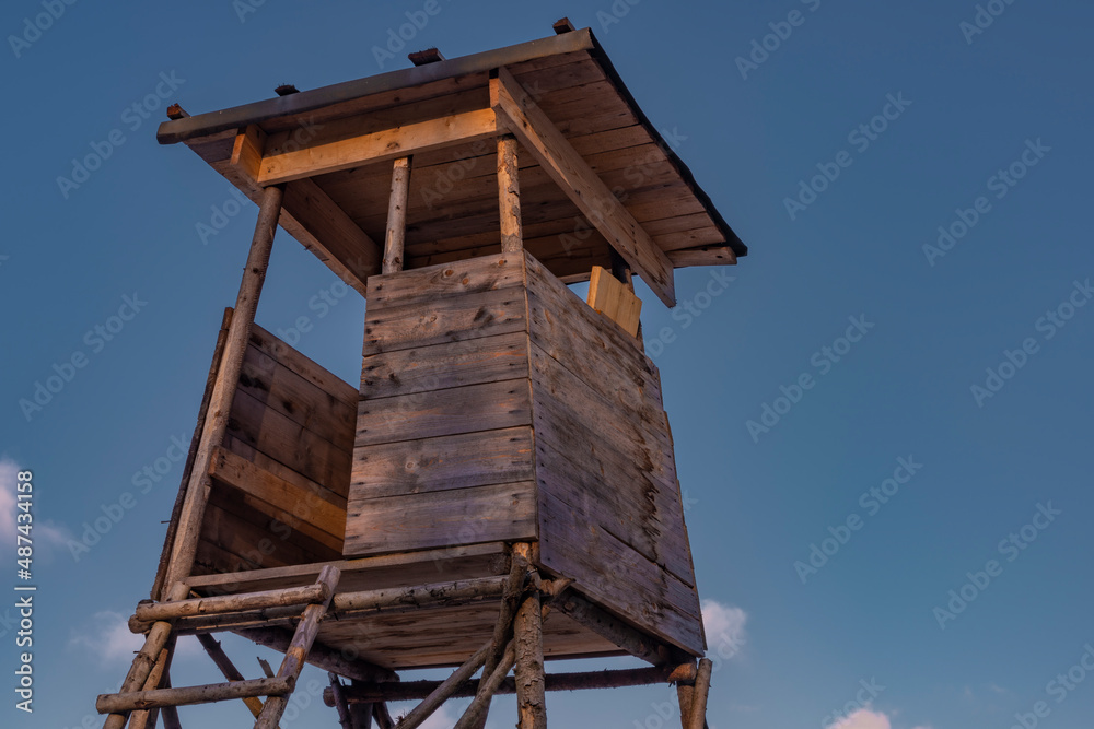 High seat with blue sky and orange sunshine in winter nice day High seat with blue sky and orange sunshine in winter nice day