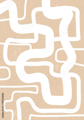 Abstract vintage print boho minimalist wall art