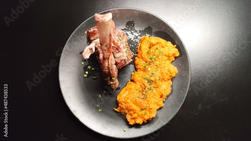 Fait maison - Côtelettes d'agneau et purée de patate douce