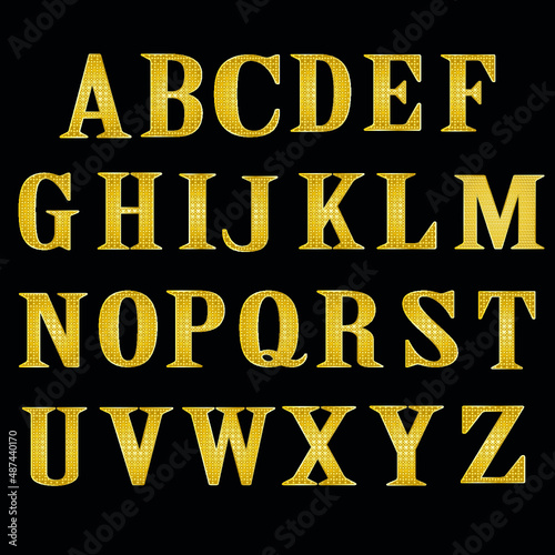 Vector golden alphabet.Golden letters.