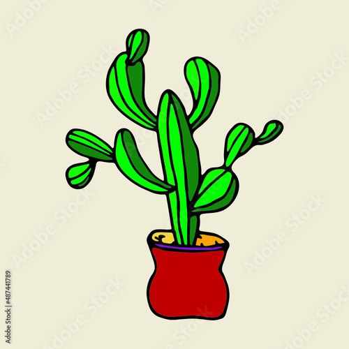 Hand drawn cactus outline icon in doodle style. Vector liner illustration for print, web, mobile and infographics isolated on white background. 