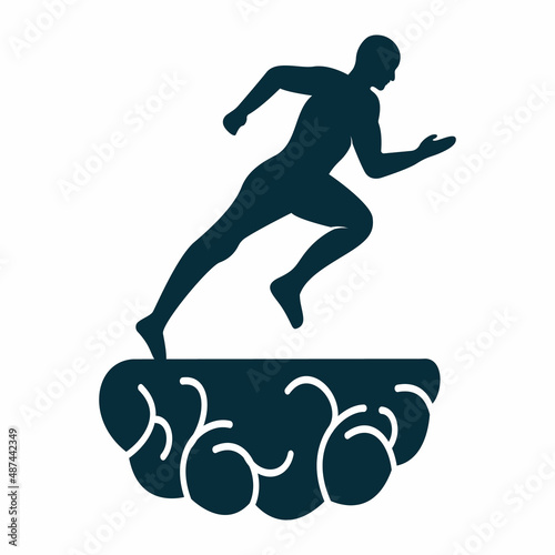 Brain Runner Logo Vector Design.  Atlantic Brain Runs vector Template Design.