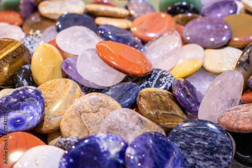 Fotografie Full frame of colorful gemstones texture