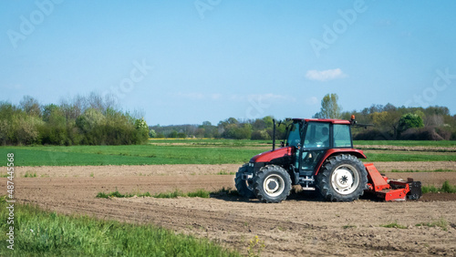 Tractor ploughing the fields