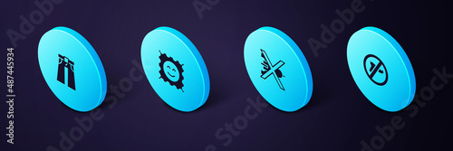 Set Isometric No war, , LSD acid mark and Jeans wide icon. Vector