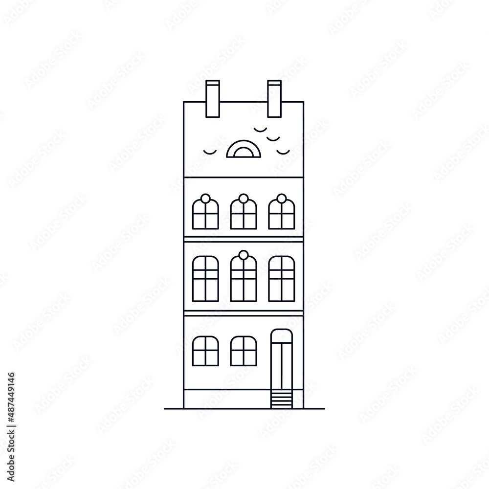 House icon . Building front view facade outline. Country house