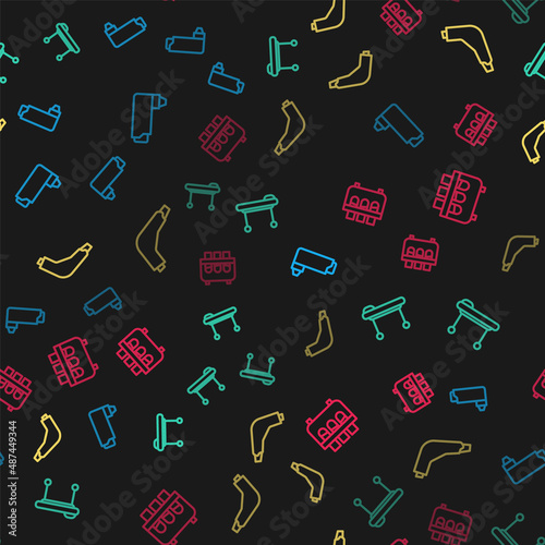 Set line Inhaler, Stretcher, and Test tube and flask on seamless pattern. Vector