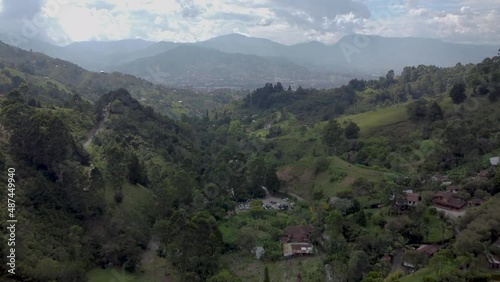 Drone view of the mountains in Rio Negro Antioquia /Colombia