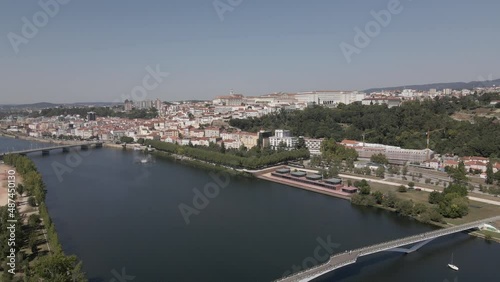 Aerial view of Coimbra, city in Portugal, with Coimbra University and the river
