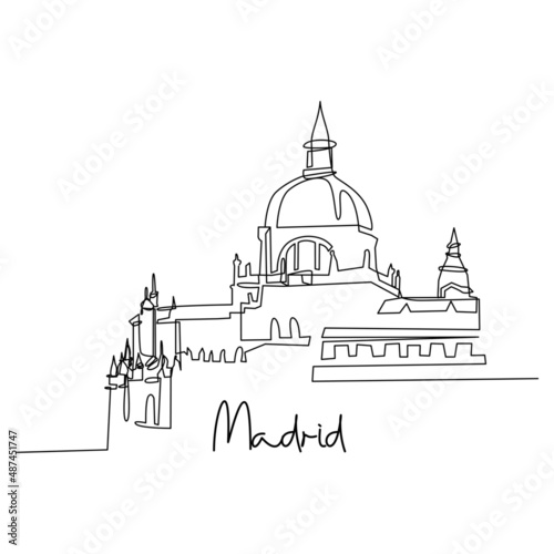 Vistillas Madrid Spain in single continues line drawing