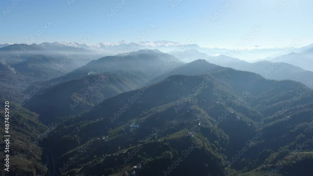 aerial view of the lush green rain forest mountain