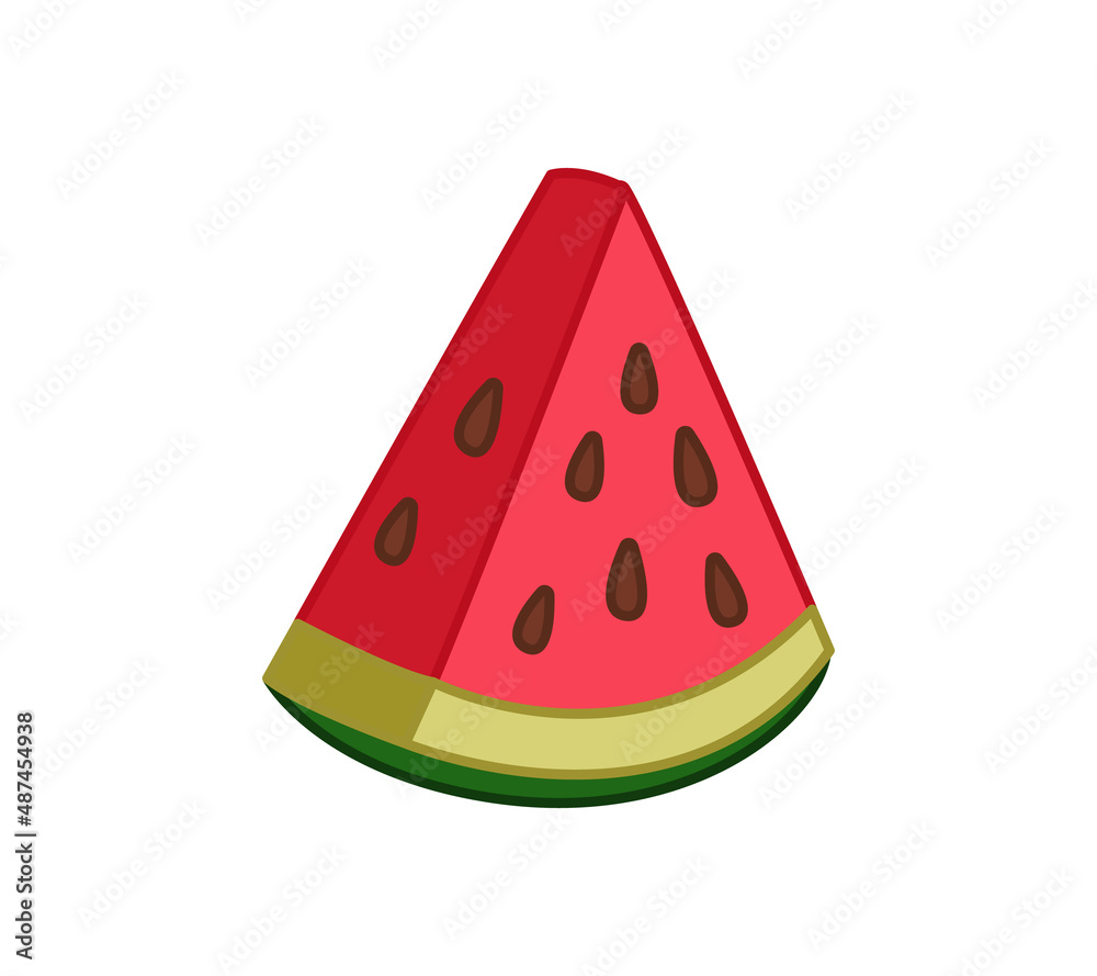 Piece of watermelon. Vector illustration of a fruit in a cartoon childish style. Isolated funny clipart on white background. cute print. Piece of watermelon. Vector illustration of a fruit in a cartoon childish style. Isolated funny clipart on white background. cute print.