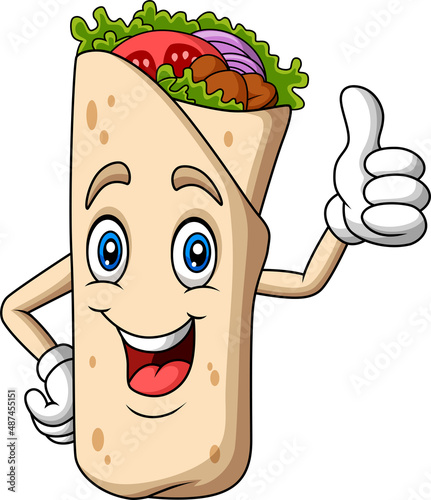 Cartoon burrito or kebab mascot design