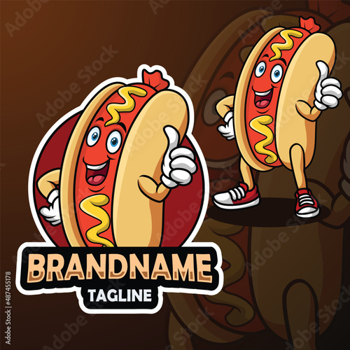 Cartoon hot dog mascot design giving thumb up #487455178